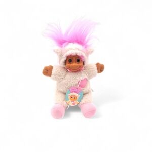 Vtg 90s Russ Lamb Troll Doll #2415 Plush Troll in Lamb Hang Tag Troll 90s Easter